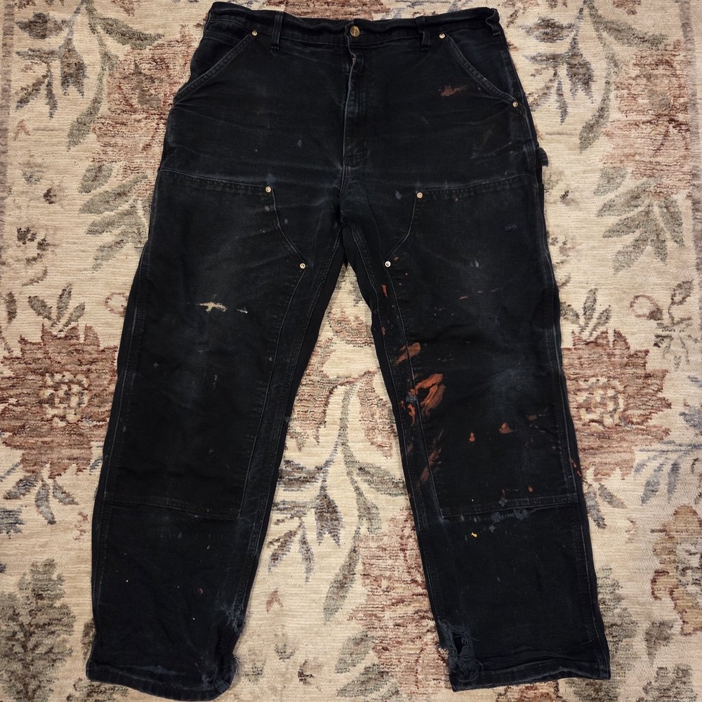 Carhartt Men's Black Distressed Jeans - 36 × 30